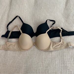 Wacoal 853387 Shallow Top Shape Revelation T-shirt Black and Tan Bras size 34D